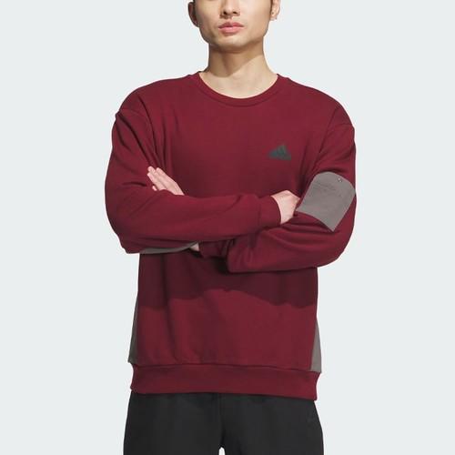 adidas Men's Casual Pullover Long-Sleeve Sweatshirt in Dark Red