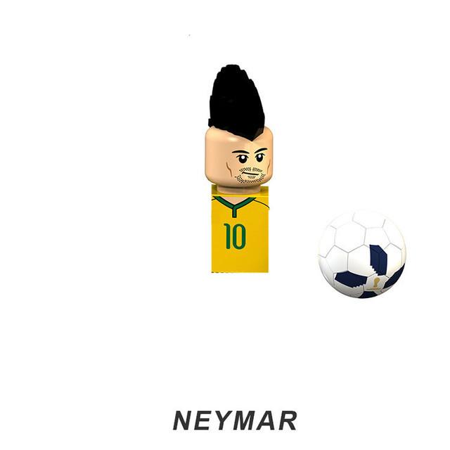 NEW World Famous Football Players Figurine Messi Ronaldo Neymar Lewandowski Mini Action Building Block Model Toy Kids Gifts