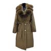 Winter new fox fur fur white duck down jacket women's extended waist lace-up pie overcome coat