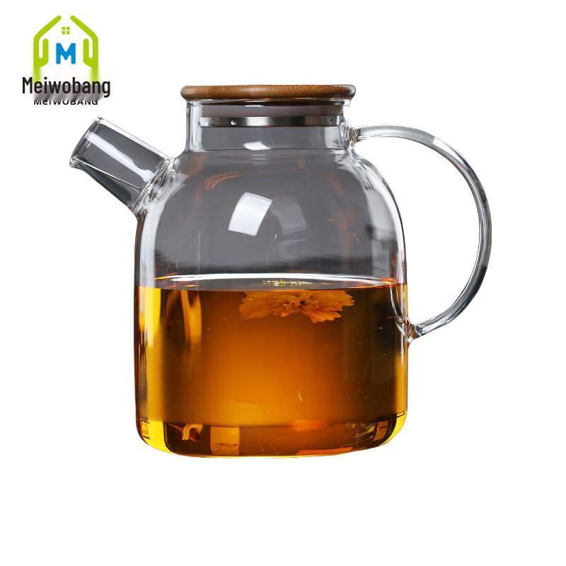 Bamboo Lid Glass Water Pitcher