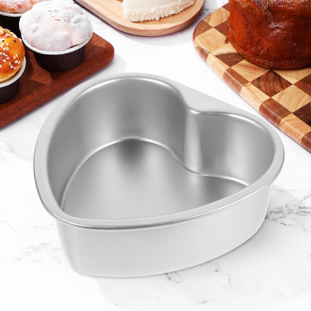 DECHOUS 6 Inch Heart Shape Cake Pan: 2Pcs Small Heart Cake Tins Aluminum 6" Non-stick Baking Molds for Mother's Day, Wedding, Party, Birthday,