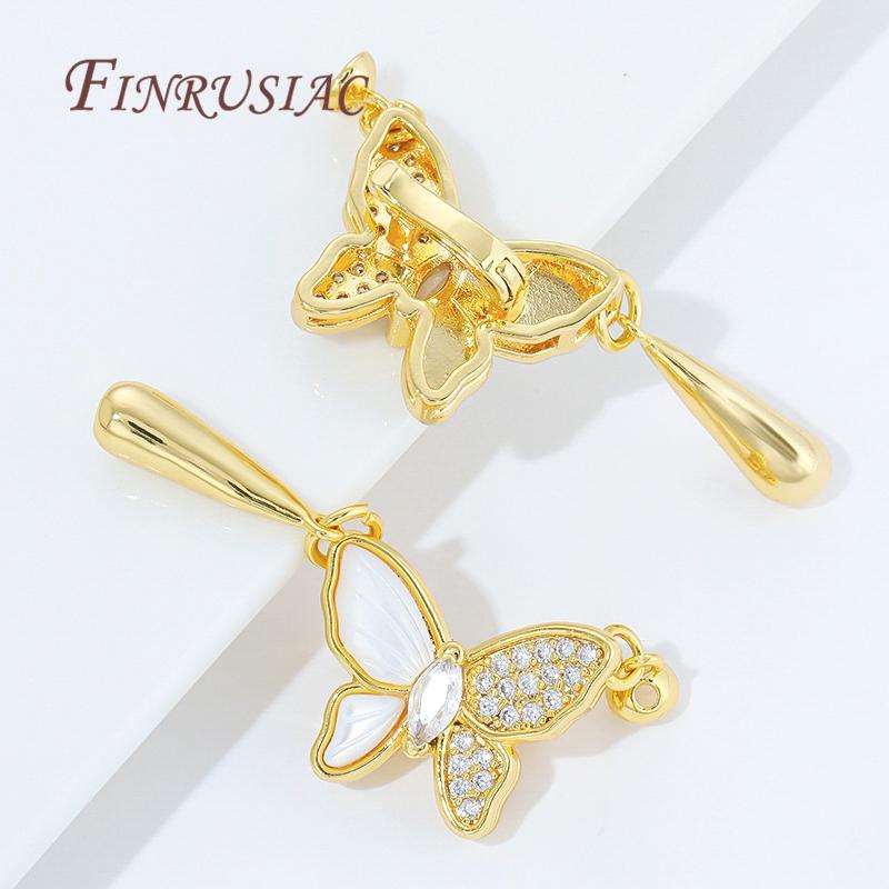 1 Pcs 18K Gold Plated Brass with Zircon Butterfly Clasps For Jewelry Making,Clasps For Bracelet Accessories,Pearl Clasp Necklace