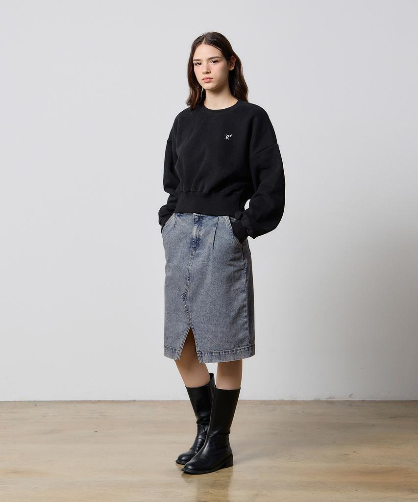 RYUL+WAI Denim Falten Vintage Midi Rock Indigo F5