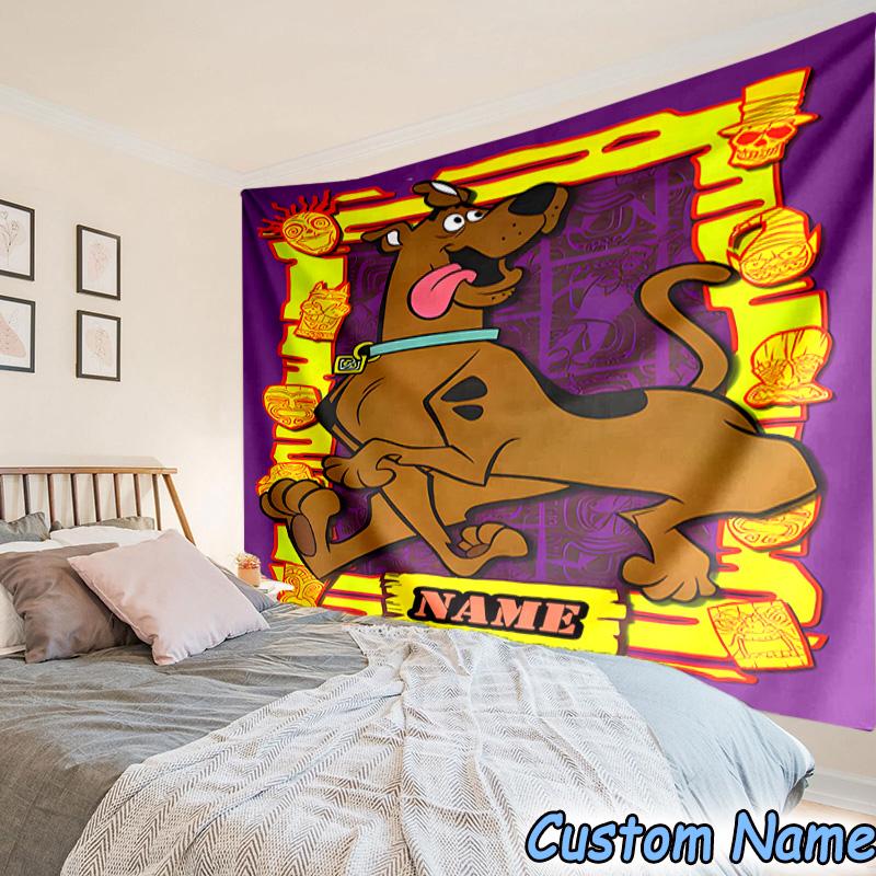 Custom Name Tapestry Scooby dog Tapestry Room Decoration Wall Hanging for Living Room Bedroom, dormitory, Birthday and Christmas gifts