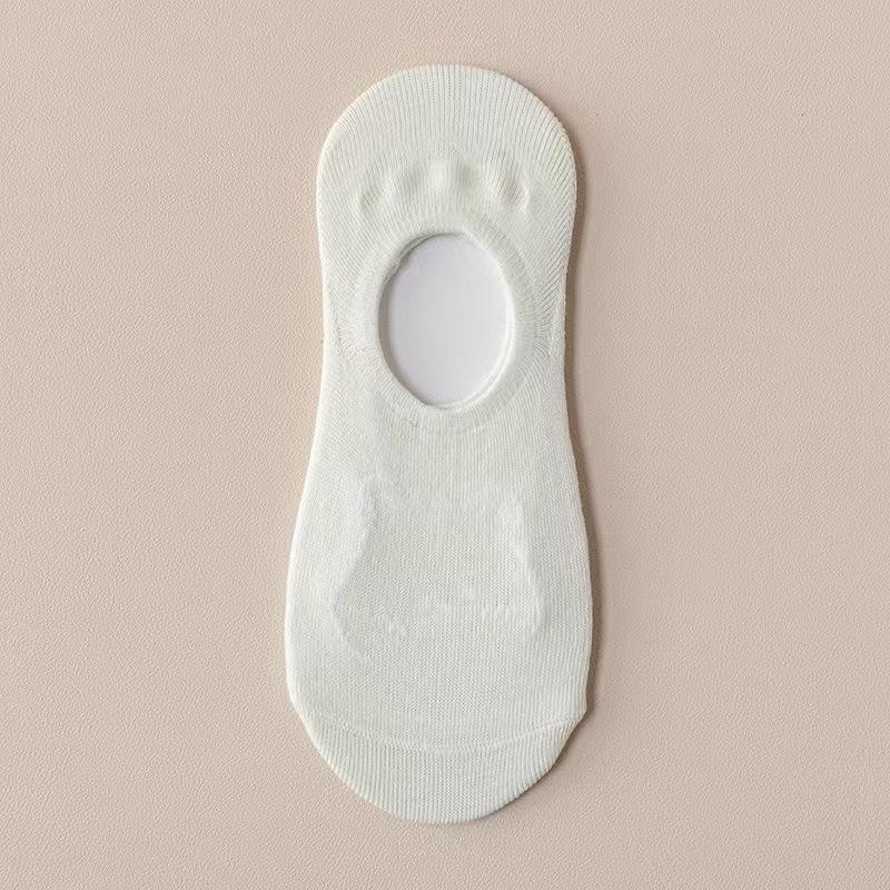 Female Summer Thin Cute Cartoon Bear Solid Color Invisible Do Not Fall with The Boat Socks