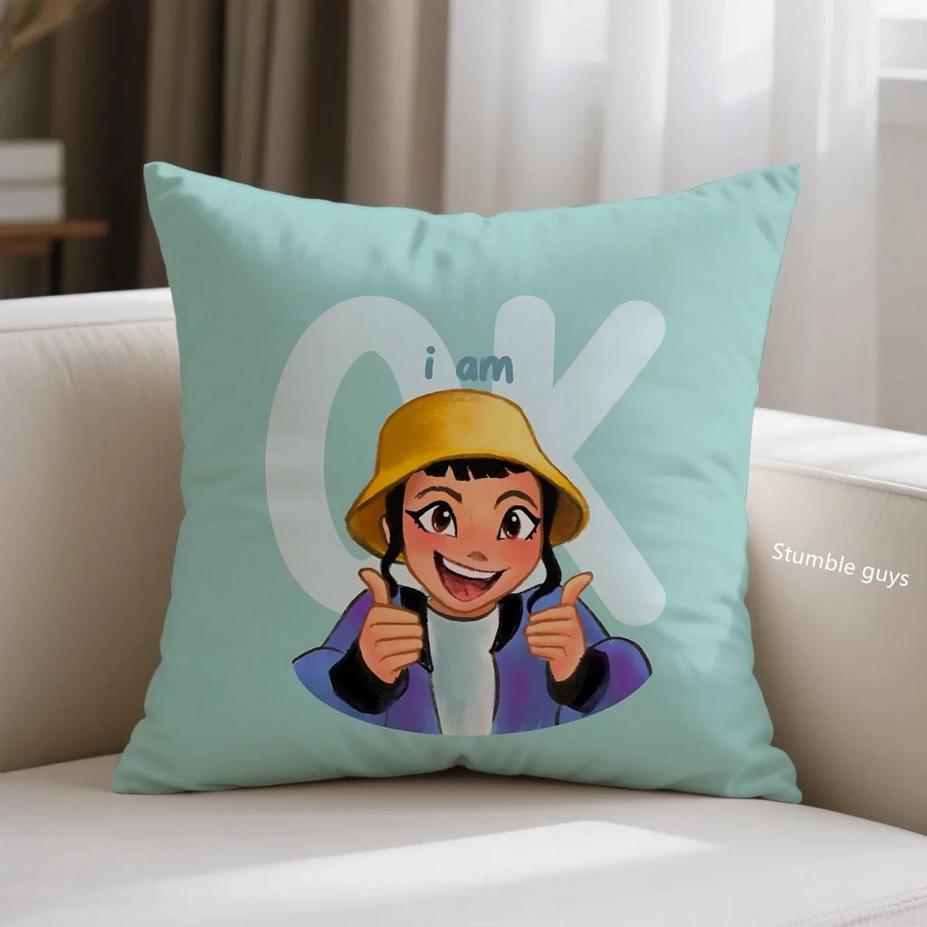 Kpop Anime Demon Hunters Cushion Cover Sofa Pillowcase Living Room