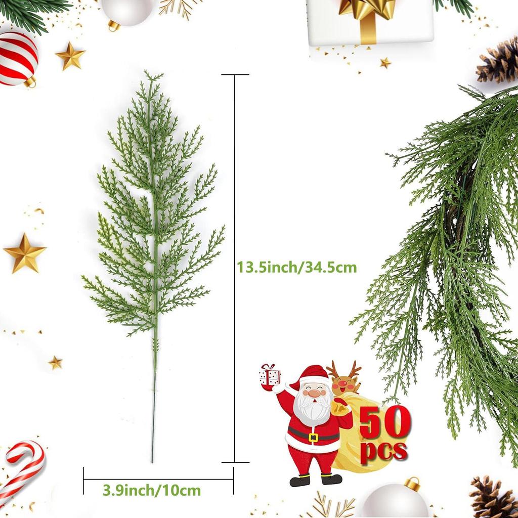 Artificial Green Pine & Cypress Branches for Christmas Wreaths and Floral Arrangements