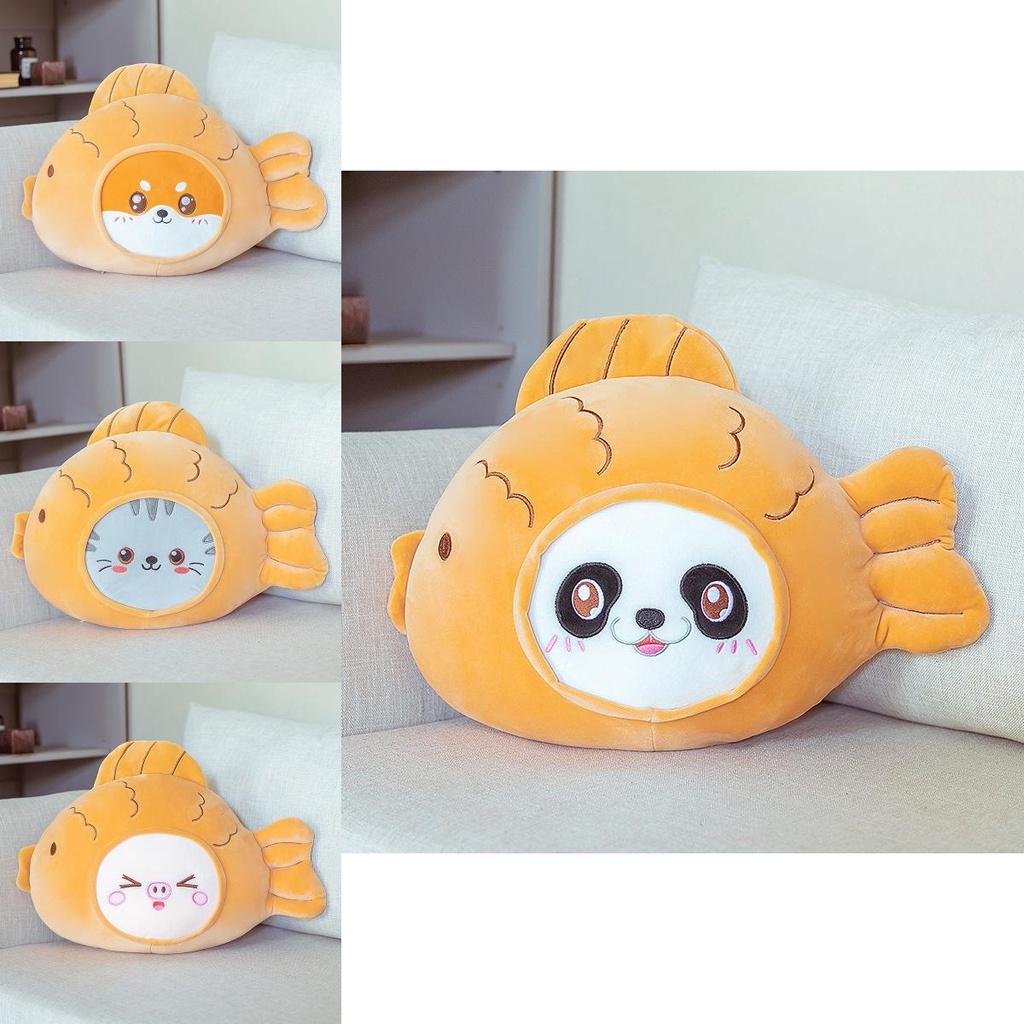 Cute Cartoon Fish Pillow Blanket For Girls Soft And Elastic Plush Material, Three-in-one Design For Sleeping, Napping, And Warmth, With Downy