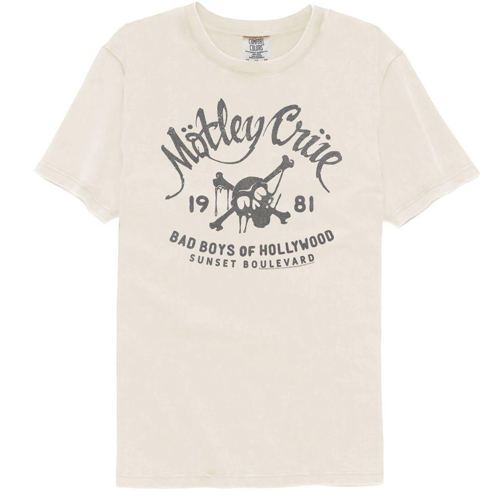 Men s Motley Crue Motley Crue Bad Boys 1981 Comfort Color T-shirt X-Large Ivory S