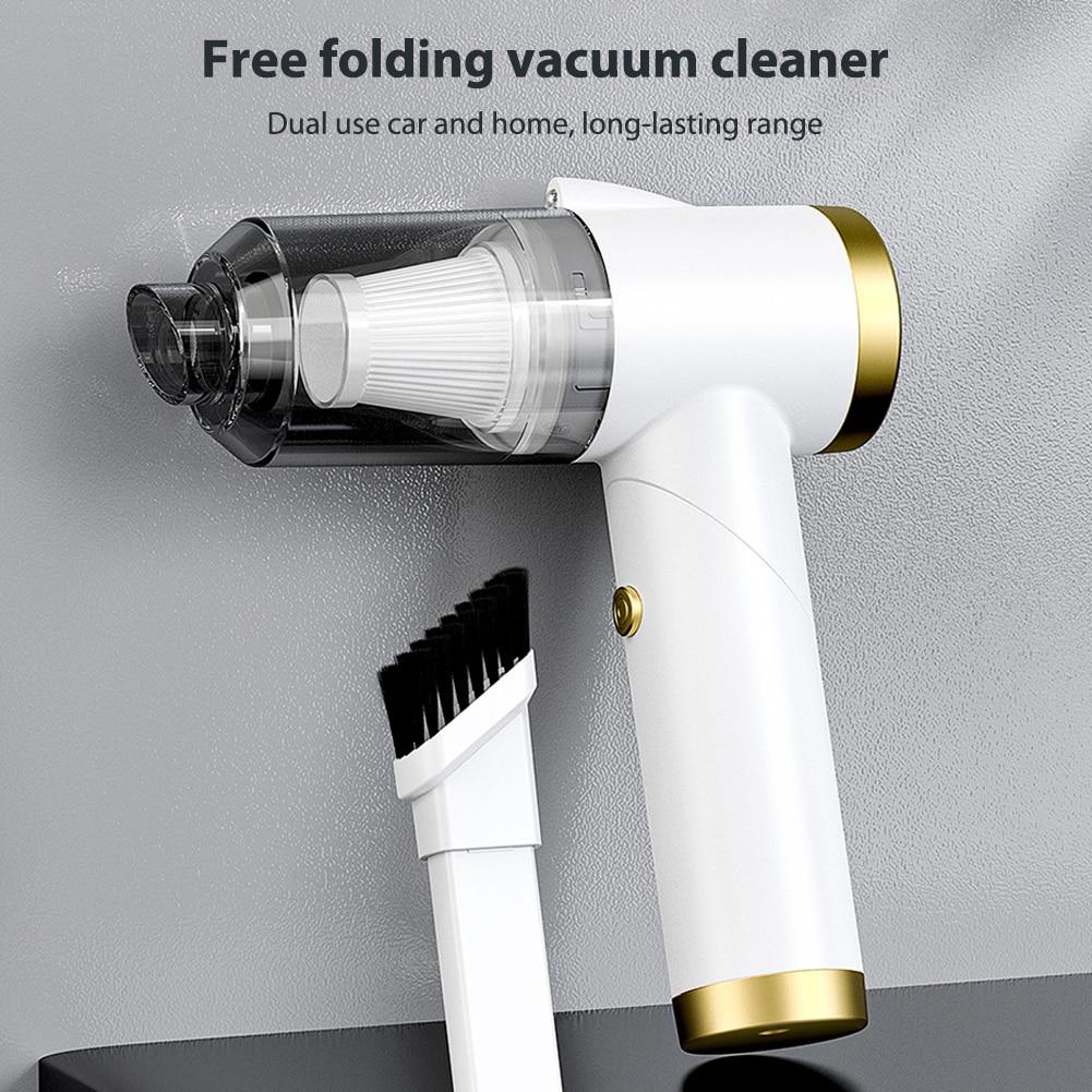 Mini Car Vacuum Cleaner Portable Rechargeable Foldable Wireless Vacuum Cleaner 120W 9000Pa 120ml Built-in LED Light for Vehicle Cleaning