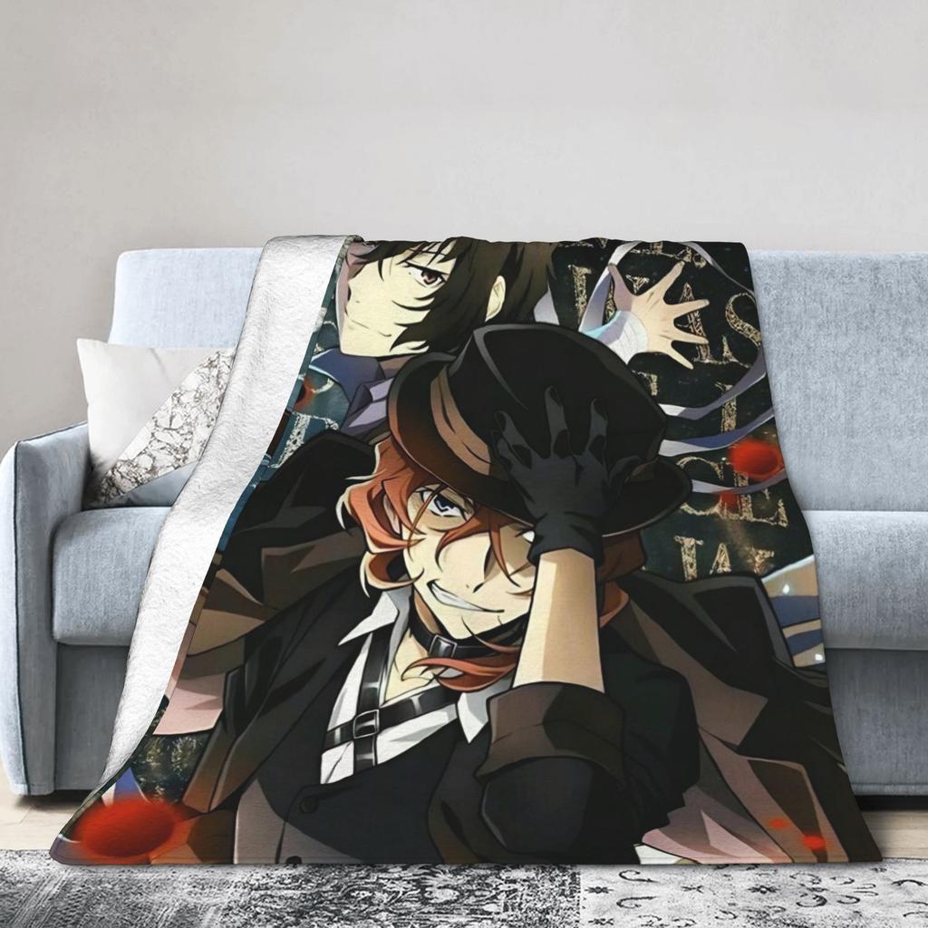 Dazai Bungo Stray Dogs Blankets Super Soft Funny Plush Throw Blanket For Kids Adult Couch Bed Flannel Bedspread Bed Cover