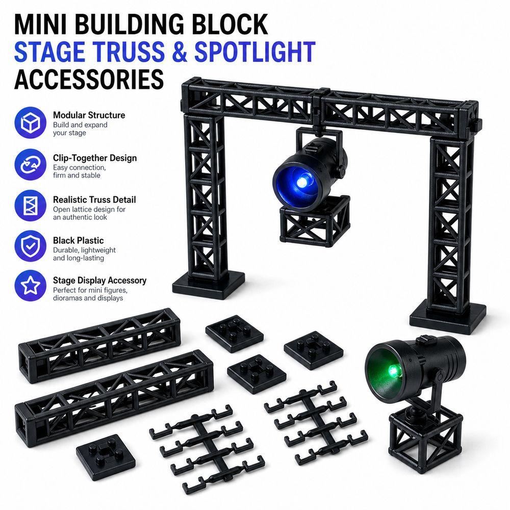 Black Framework Building Block Stage Colorful Spotlight Mini Stage Truss Miniature Stage Display