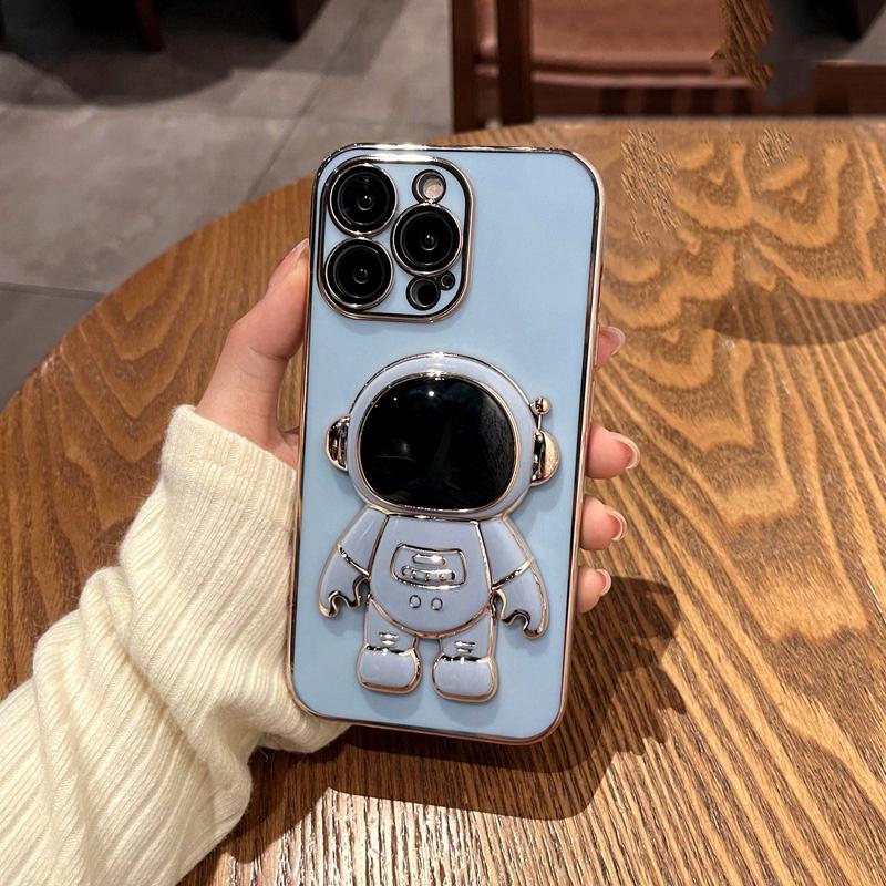 

Роскошный складной чехол-подставка с гальваническим покрытием для iPhone 15 14 13 Pro Max XS Max XR 7 8 Plus SE 2022, мягкая задняя крышка из ТПУ с полным объективом и подставкой iPhone 15 Pro Max небесно-голубой