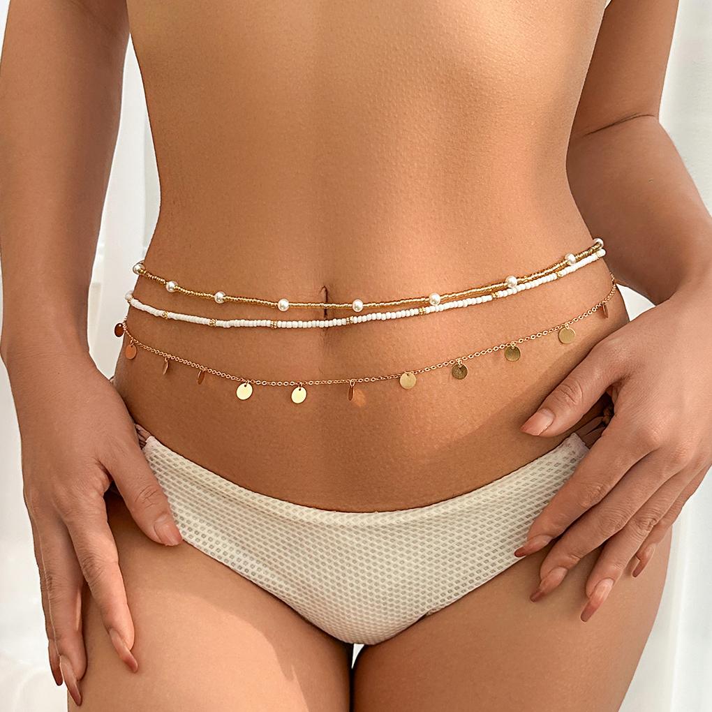 

3Pcs/Set Boho Sequin Pendant Elastic Seed Beads Waist Belly Belt Chains Women Summer Bikini Aesthetic Body Jewelry Accessories