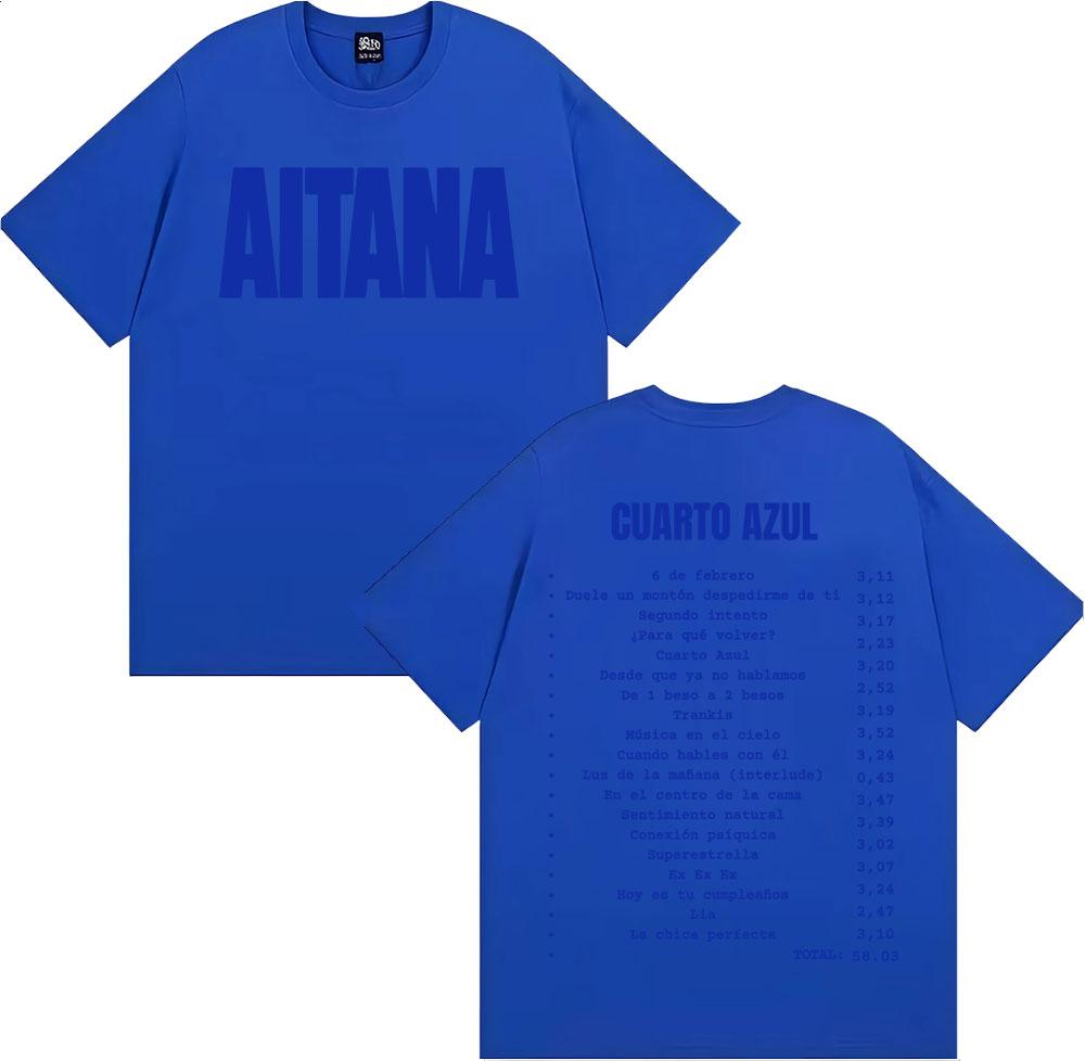 Aitana Cuarto Azul Wdrld Tour 2026 Merch T Shirt Unisex Women Clothing Aesthetic Fashion Tshirts High Quality ONeck Loose Tshirt