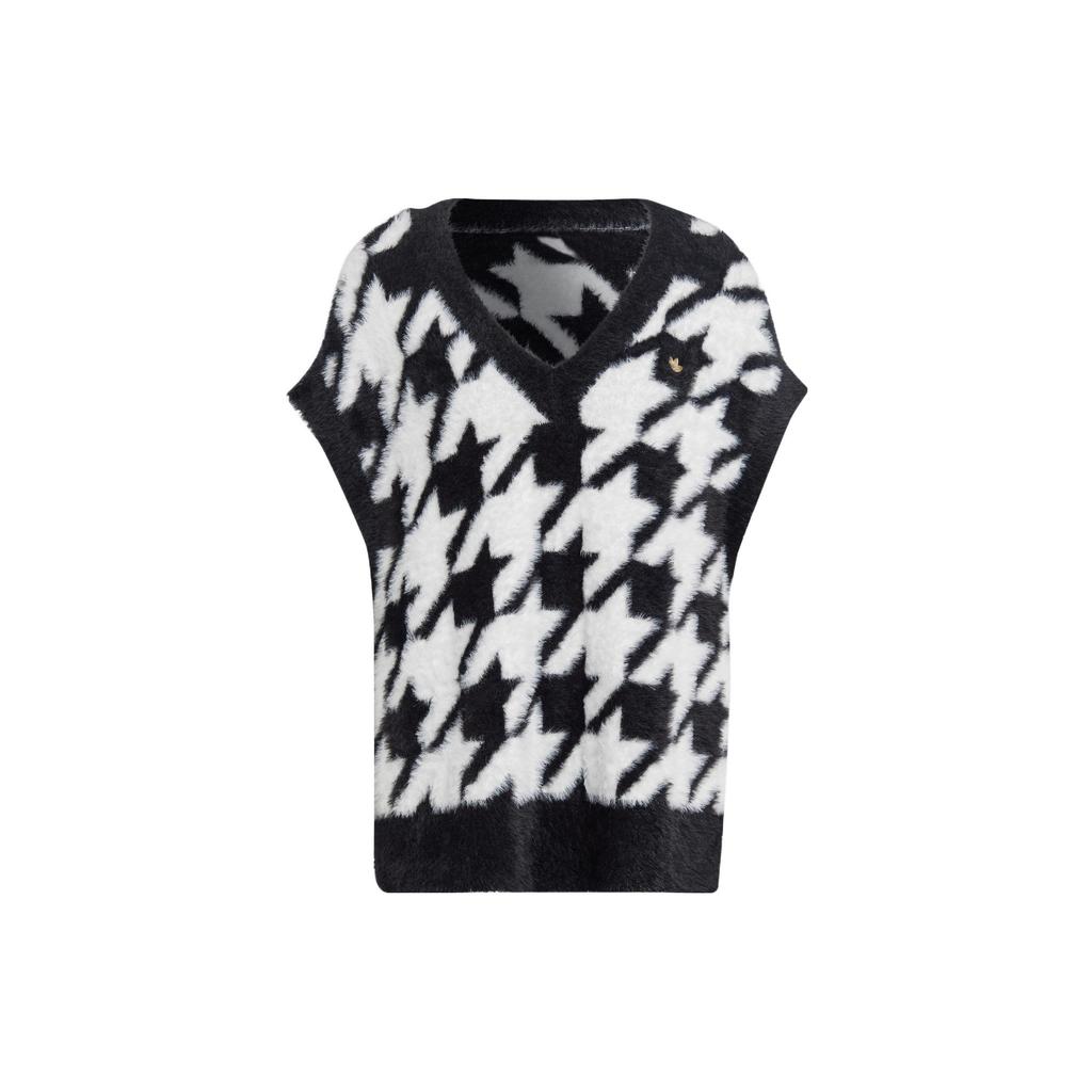 Adidas Originals Trefoil V-Neck Logo Embroidered Vest Women Tops Black IB8613