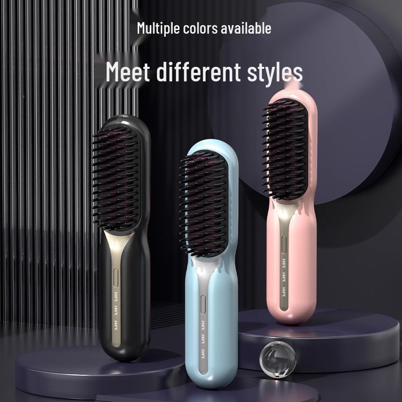 Dual-Use Ceramic Curling and Straightening Comb: Anti-Scald, Hair-Friendly, Compact, for Straightening and Curling чёрный