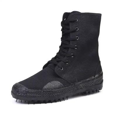Stivali Combattimento Neri Alti da Uomo Stivali di Sicurezza da Lavoro per Esterno Scarpe Casual in Tela Monocolore per Uomo Scarpe da Escursionismo Corsa Spedizione Gratuita
