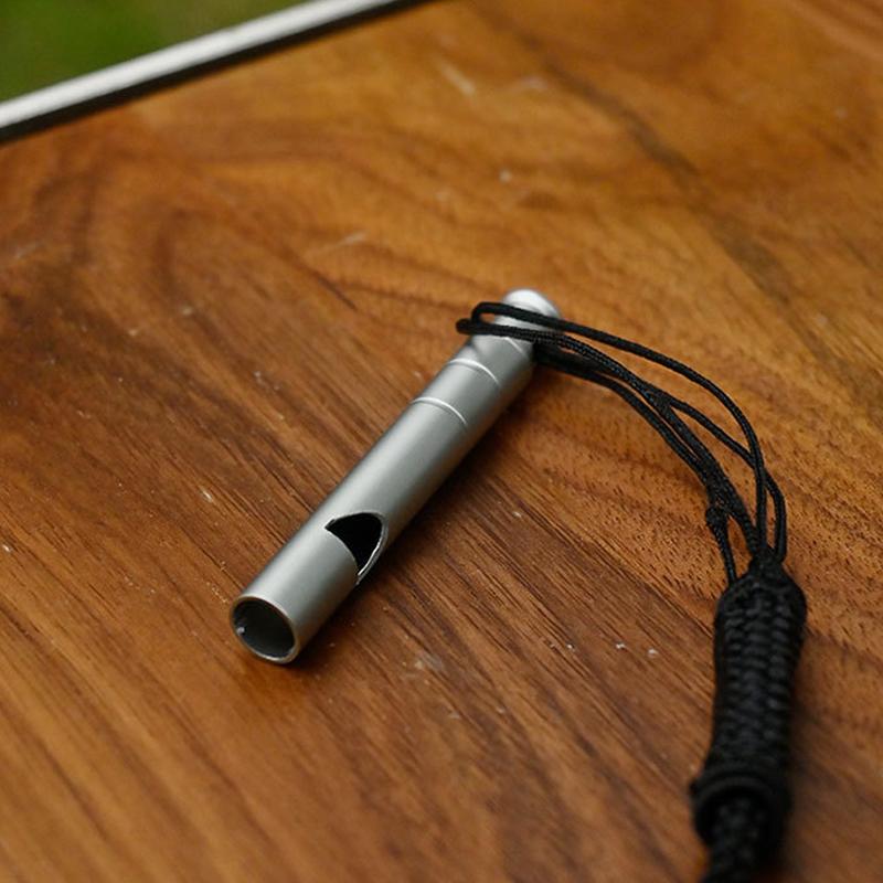 Titanium Alloy Emergency Whistle With Cord Outdoor Survival Safety Whistle Camping Hiking Trip Exploring Whistle