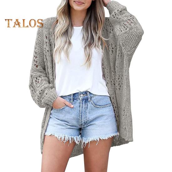 

Жіноче в язане пальто з видаленим вільним довгим рукавом і однотонним трикотажним виробом, кардиган середньої довжини, вільна еластична куртка весна-осінь S