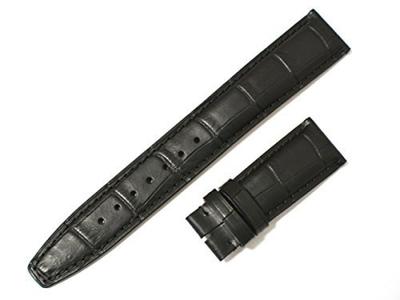 King Watch Parts Compatible with IWC Portugieser Embossed Crocodile Mm [Import Original] D-Buckle Strap, Leather, Black, 20/18