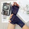 1 par handskar halvfingrar Spets Genomskinlig ihålig blombroderi Enfärgad Elastisk Brud Bröllopsbal Dekorativa handskar