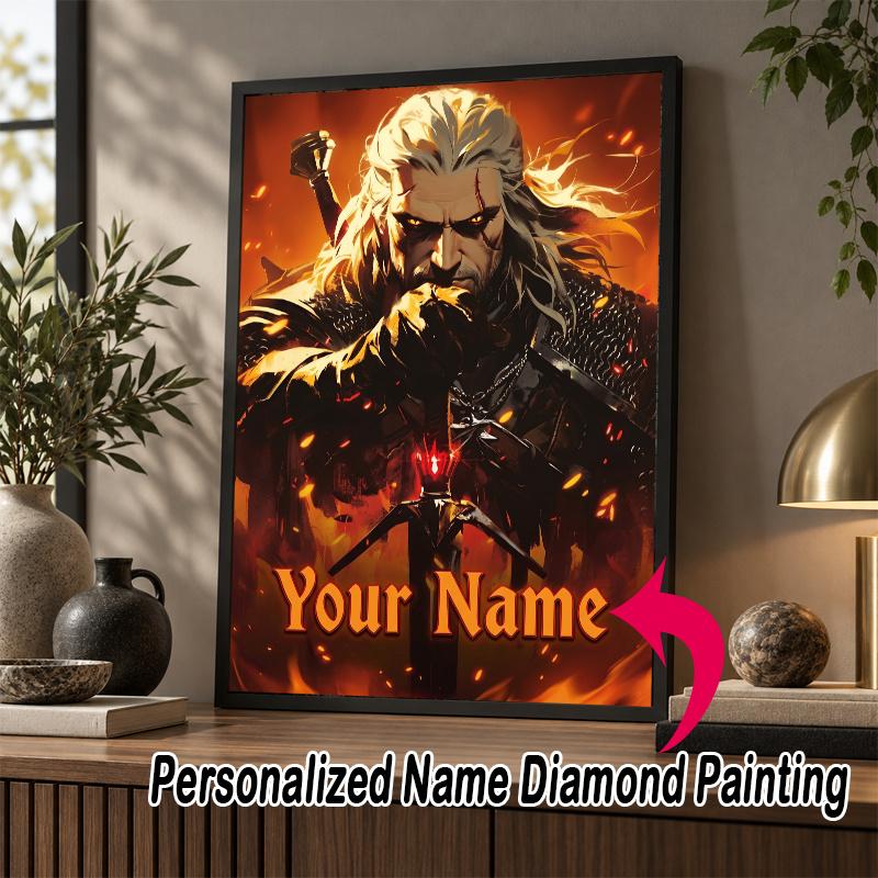 Custom Name The Witcher Geralt 5D Diamond Painting Personalized Full Drill Diamond Art Kit Gift