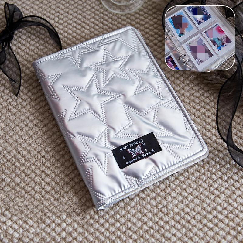 Y2K Americký Retro Stříbrná Hvězda Srdce Bublinková Látka Obal Album na Karty Roztomilá Dívka Kpop 3palcová Fotokarta Sběratelská Kniha 80ks Slotů na Karty