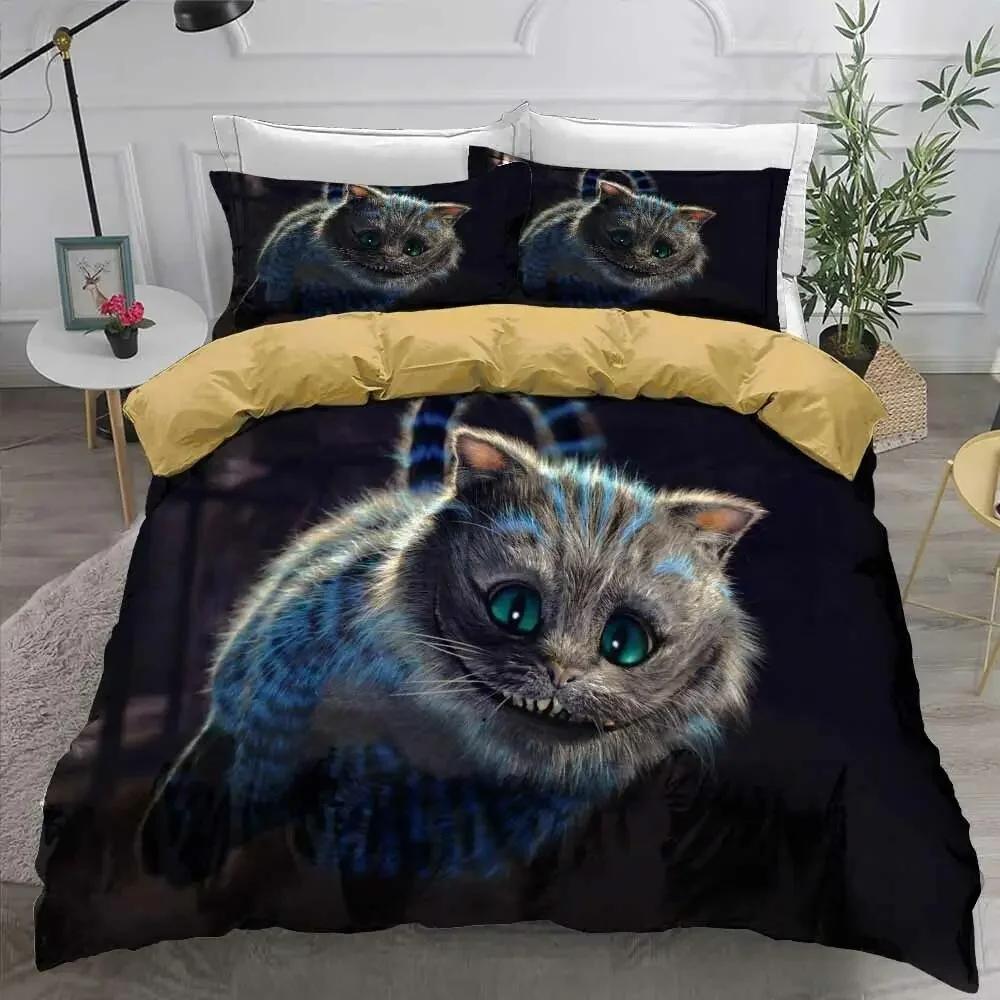 3D Printed Cheshire Cat Bedding Set Duvet Cover Bedroom Comforter Covers Single Twin King Size Quilt Cover Home Textile 2/3Pcs