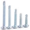 304/410 Stainless Steel Self-Drilling Cross Round Head Screw with Blue and White Zinc Finish