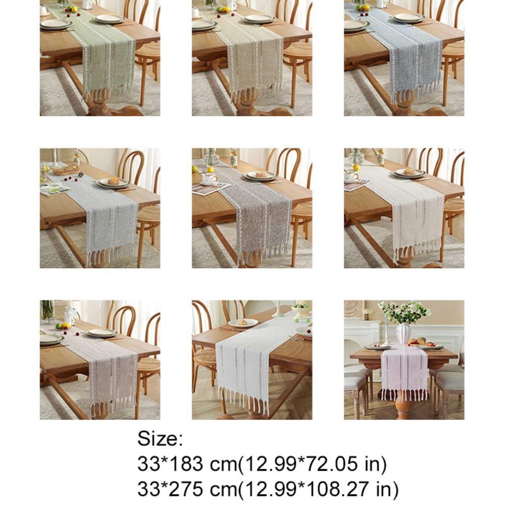 Hollow Weaving Rustic Table Runner With Tassels Table Cover Household Table Flag  TV Stand