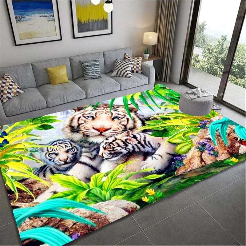 Cartoon Tiger HD Printing Art Camping Carpet Living Room Home Decoration Sofa Bed Carpet Non Slip Chair Cushion Casual Cushion