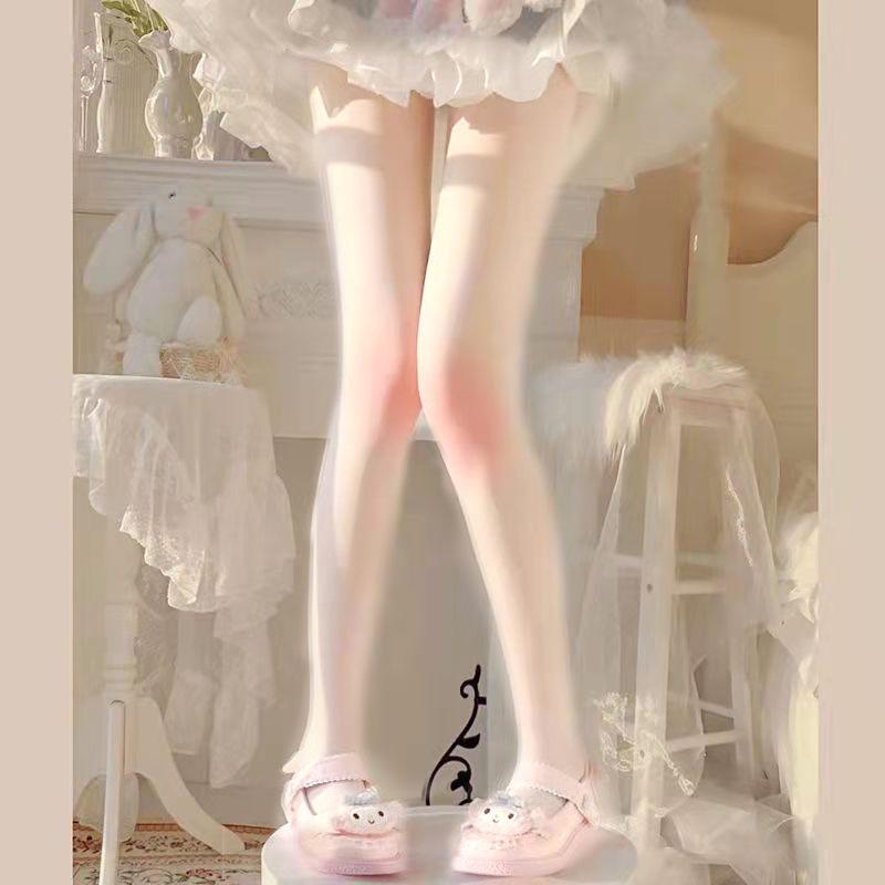 0D Summer Sheer Anti-Snag Lolita Knee-High Stockings with Blue Butterfly Design