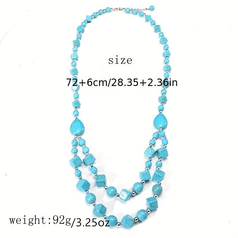 JMXD-Bohemian Handmade Beaded Necklace Turquoise Necklace Sweater Chain Multi-layer Beaded Pendant Vintage Long Necklace Women