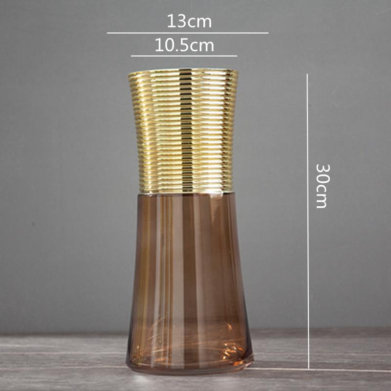 Metal Glass Vase Gold Round Flower Arrangement Accessories Flower Vase Home Furnishing Decoration Transparent Terrarium