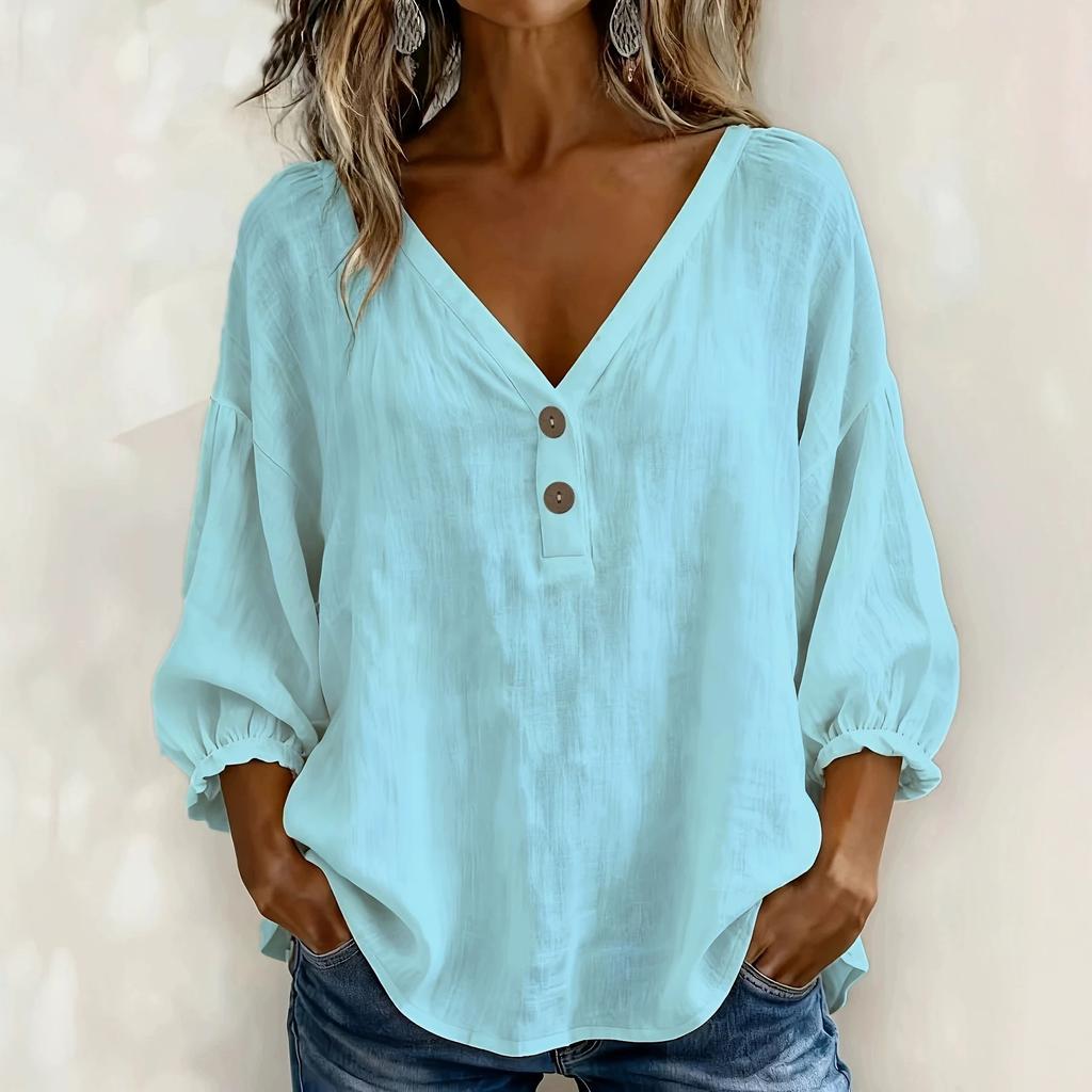 1116 European and American summer casual V-neck loose seven-quarter-sleeved T-shirt top