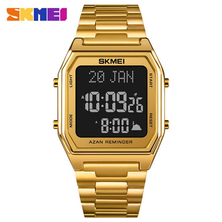 SKMEI 1763 Men's Luxury Sport Square Digital Watch Alarm LED Chronograph Japan Made Quartz Movement 30M Waterproof Stainless
