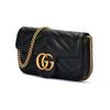 Gucci Gg Marmont Gold Retro Doppel G Logo Mit Schlüsselring V-förmig Genähtes Leder Und Rindsleder Einzelne Schulter Umhängetasche Ultra-Mini Damen Schwarz