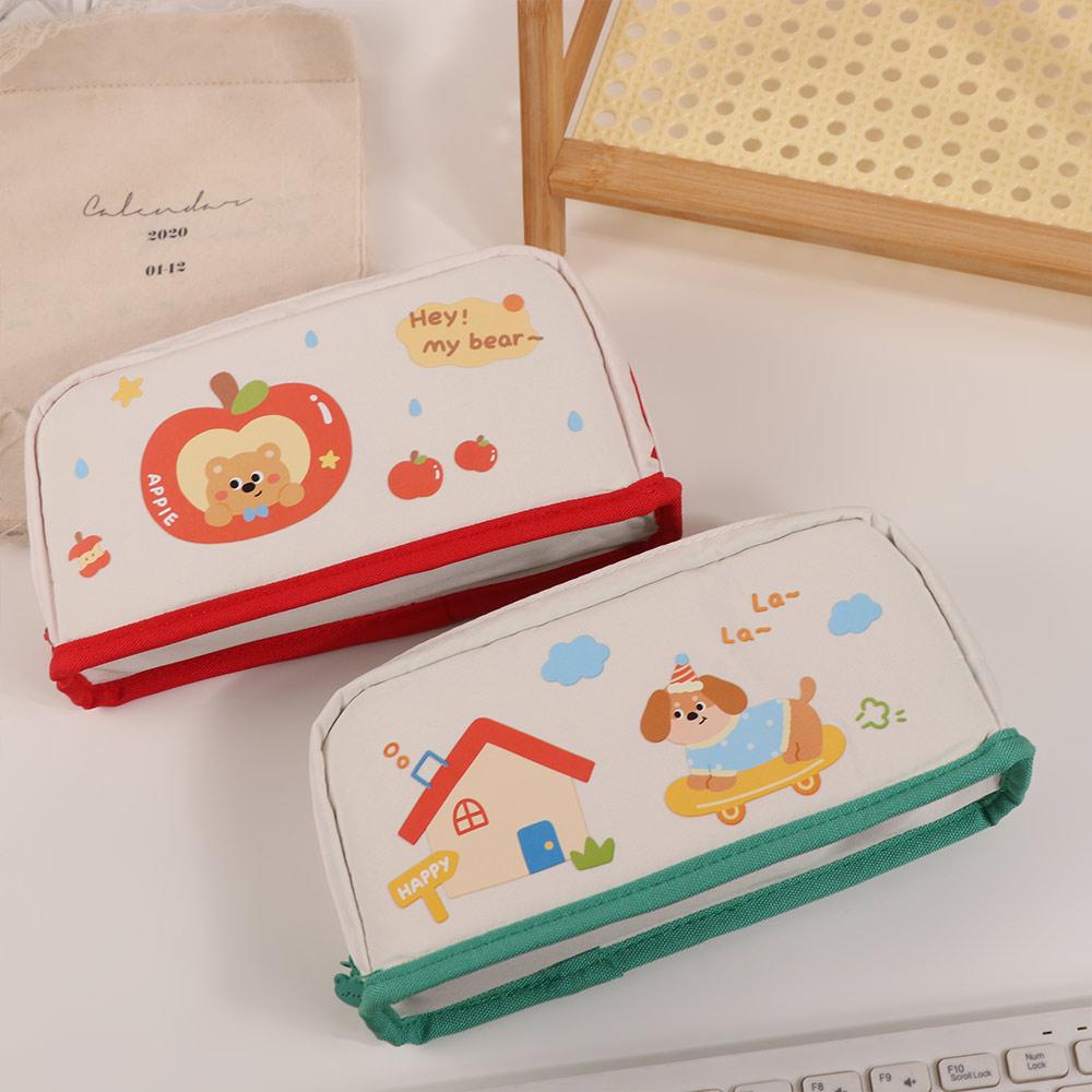 Can Stand Cartoon Pen Bag INS Multi-layer Stationery Bag Lovely Pencil Storage Bag  Back To School