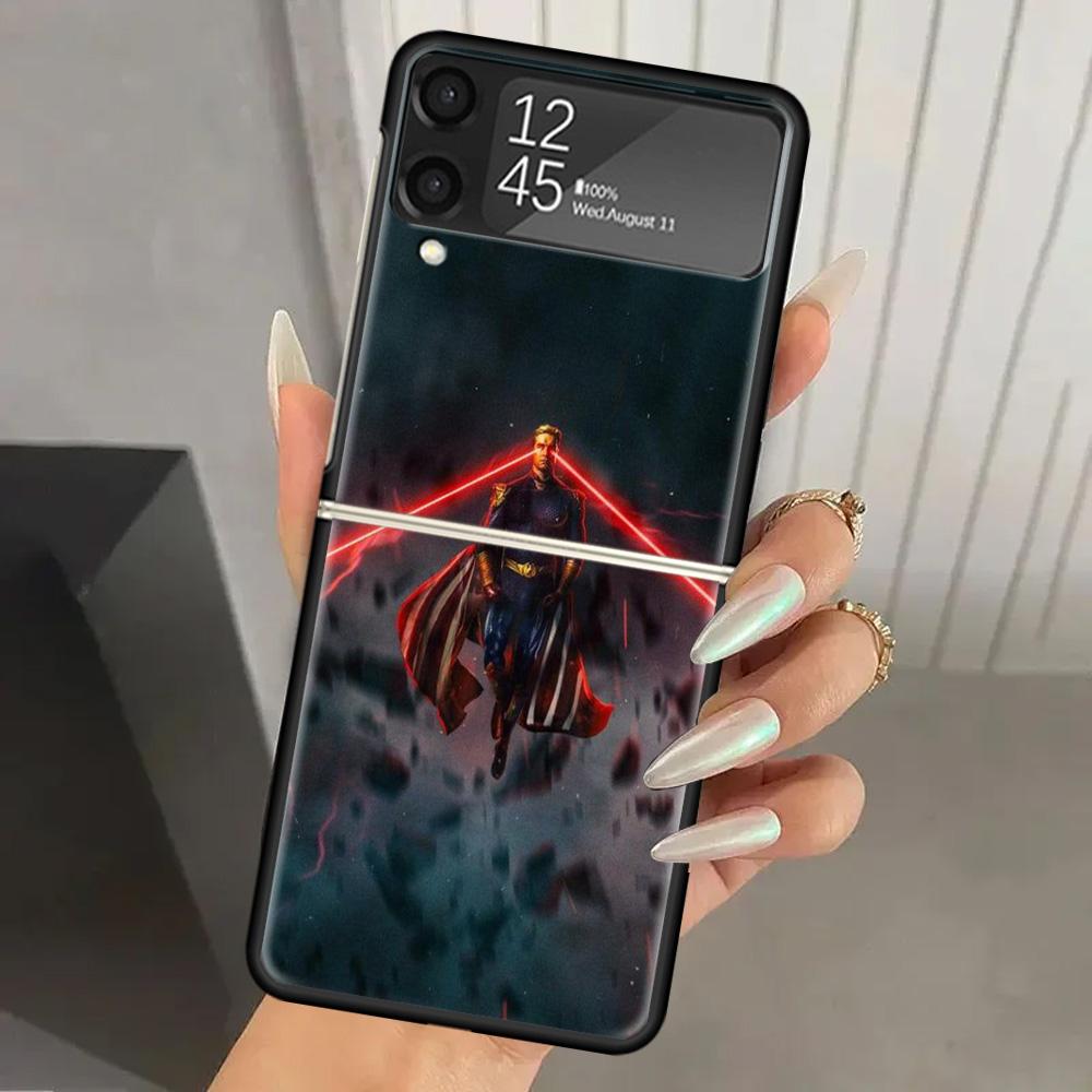 The Boys Homelander TV Hard PC Phone Case For Samsung Galaxy Z Flip 7 6 5 4 3 Black ZFlip7 ZFlip6 Flip5 Flip4 Flip3 5G Print Cov