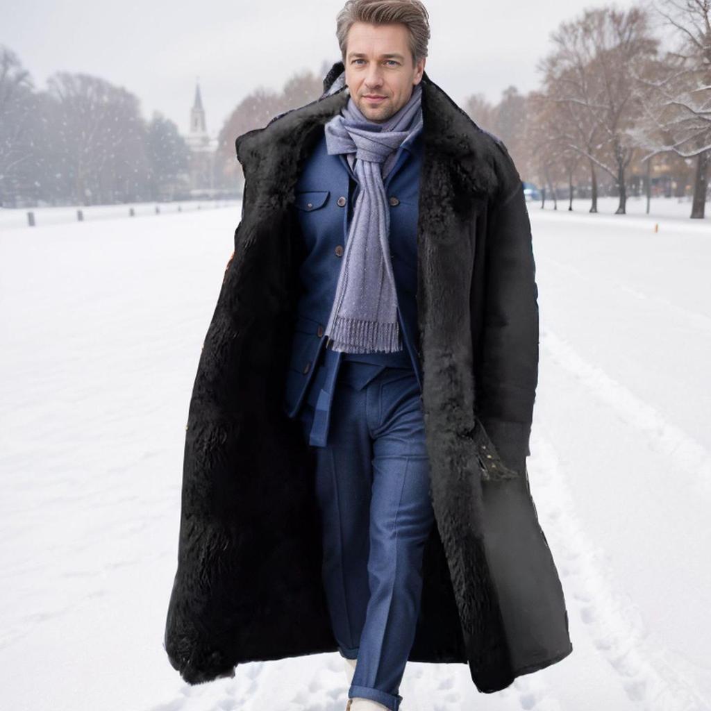 Herbst/Winter Kollektion: Herren Wildleder Plüsch Leder & Pelz Jacke - Verdickt, Warm, Integriertes Design