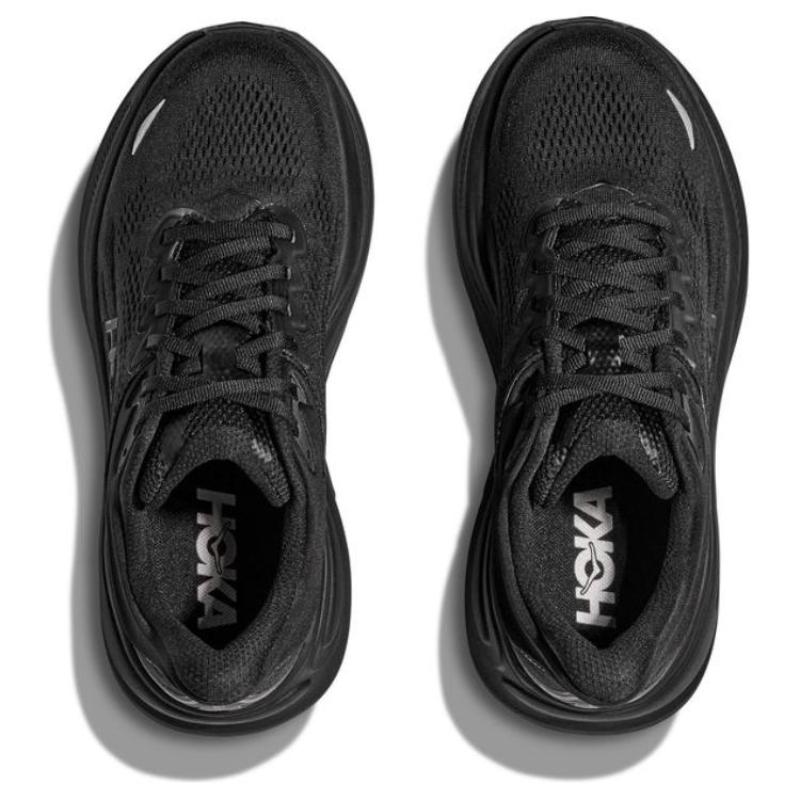 HOKA ONE ONE Bondi 9 Anti Slip Wear Resistant Low Top Running Shoes Men's Black Loose Fit Sneakers 1162013-BBLC