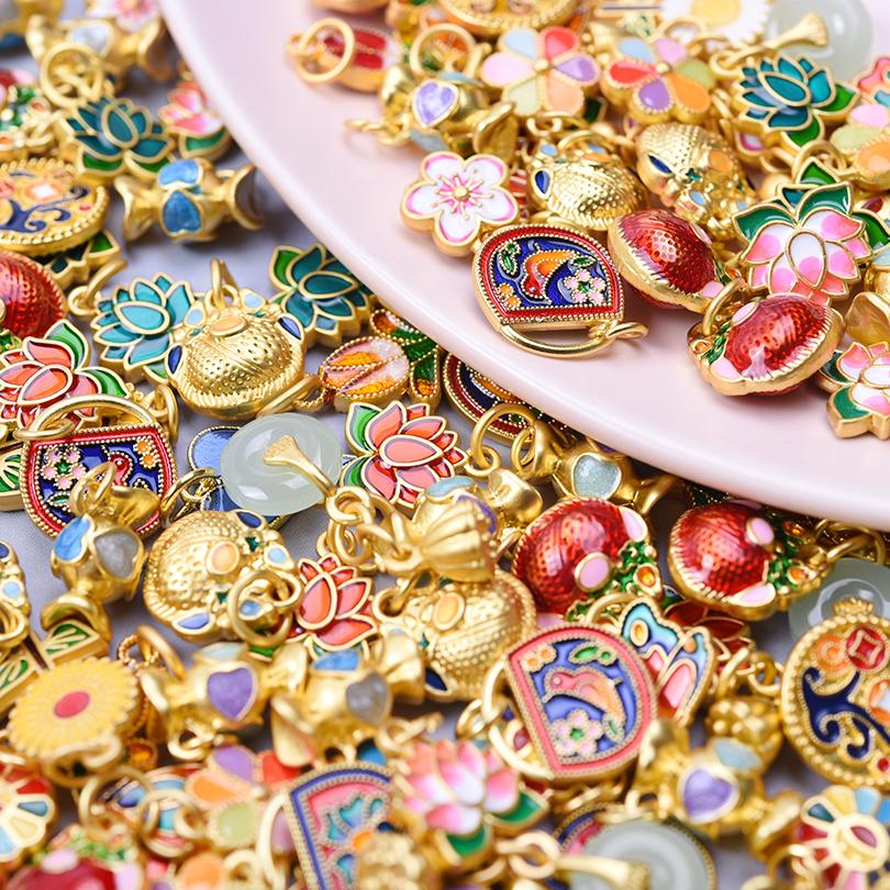 16pcs/Lot Mixed Plant Flower Enamel Charms For Jewelry Making Supplies Gold Color Sunflower Tulip Pendant DIY Bracelets Necklace