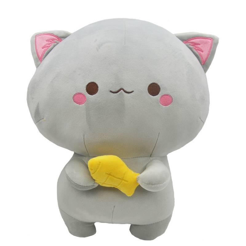 Cat With Peach Fish Plush Toy Cartoon Stuffed Doll Room Decoration Kids Gift