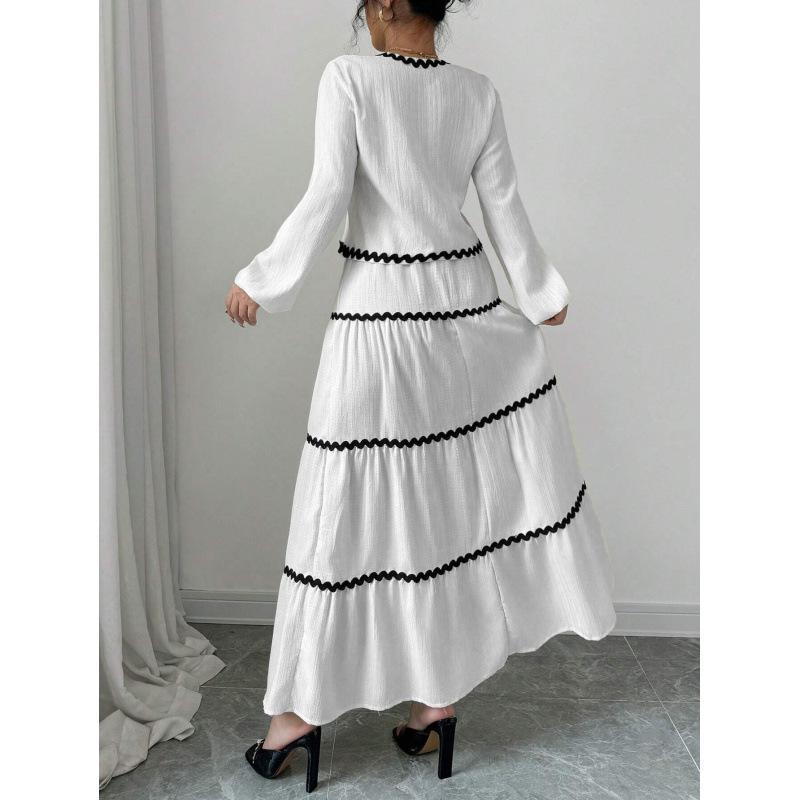Elegantes Damen-Urlaubs-Stil Langarm Schnür-Rock-Set