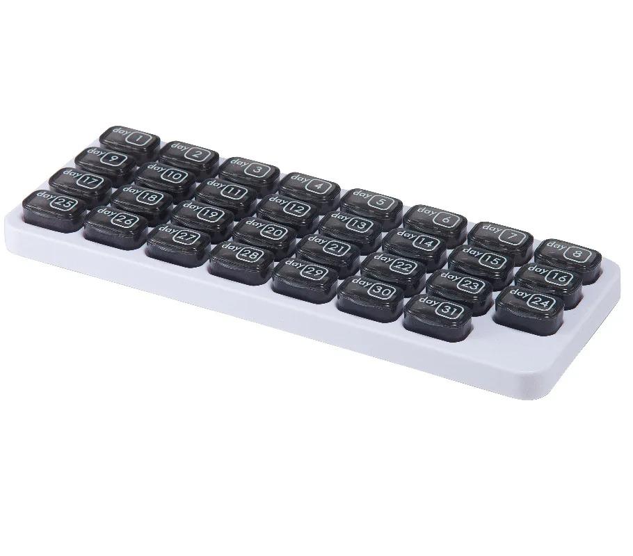 

1pc Plastic Multi-compartment Pill Box Keyboard Type 31 Compartments Independent Storage Large Pill Storage Pods With Date
