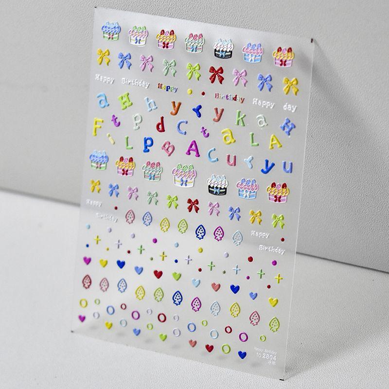 

Birthday Cake Letter Nail Sticker Tomoni Embossed Bows Nail Sticker Japanese Cute Nail Ornament Birthday Cake 2804((Relief))