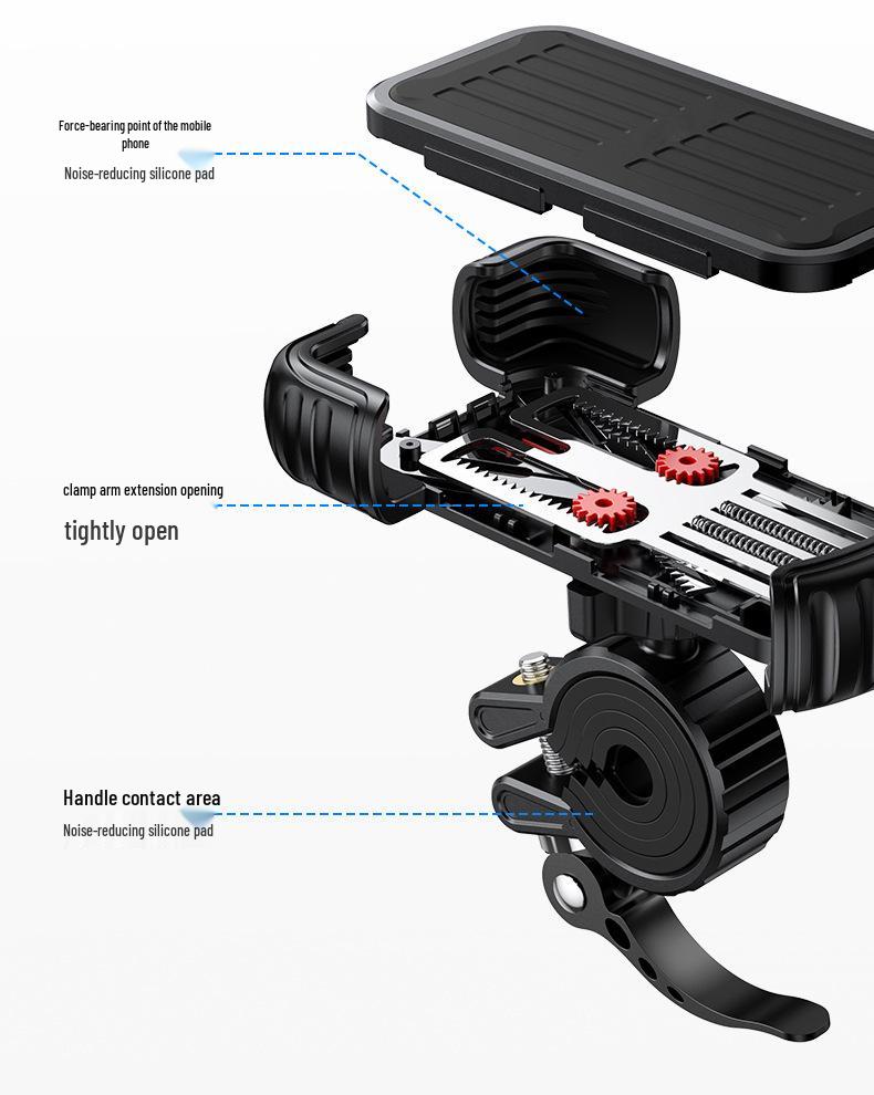 Aluminum Alloy Anti-Shake Bicycle & Motorcycle Phone Holder for Navigation