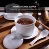 OUNONA Braised Chawanmushi Ceramic White with Lid Stylish Japanese Style 4 Inch Stew Pot Pudding Container Heat Resistant Soup Bowl Jar Stew Pot