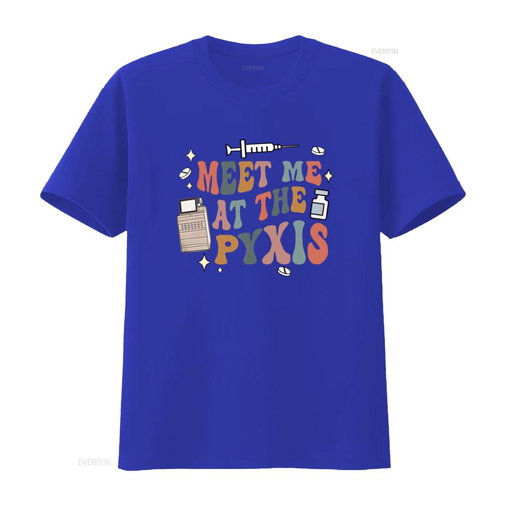 Retro Nurse Humor T Shirt Meet Me At The Pyxis Med Count Pharmacy Tech Surg Icu Nursing Pharm Pharmacist Medication Dispenser